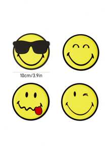 SmileyWorld® | SHEIN 4 Stücke PVC Getränkeuntersetzer, geeignet zum Schutz von Schreibtischen und Tischen, Untersetzer Set für Heimdekoration, rutschfest und nicht klebend, rund, 10 cm