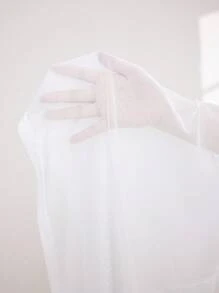 SHEIN Swim Women Asymmetric Neckline Ruched Knot Short Dress - White - View 5