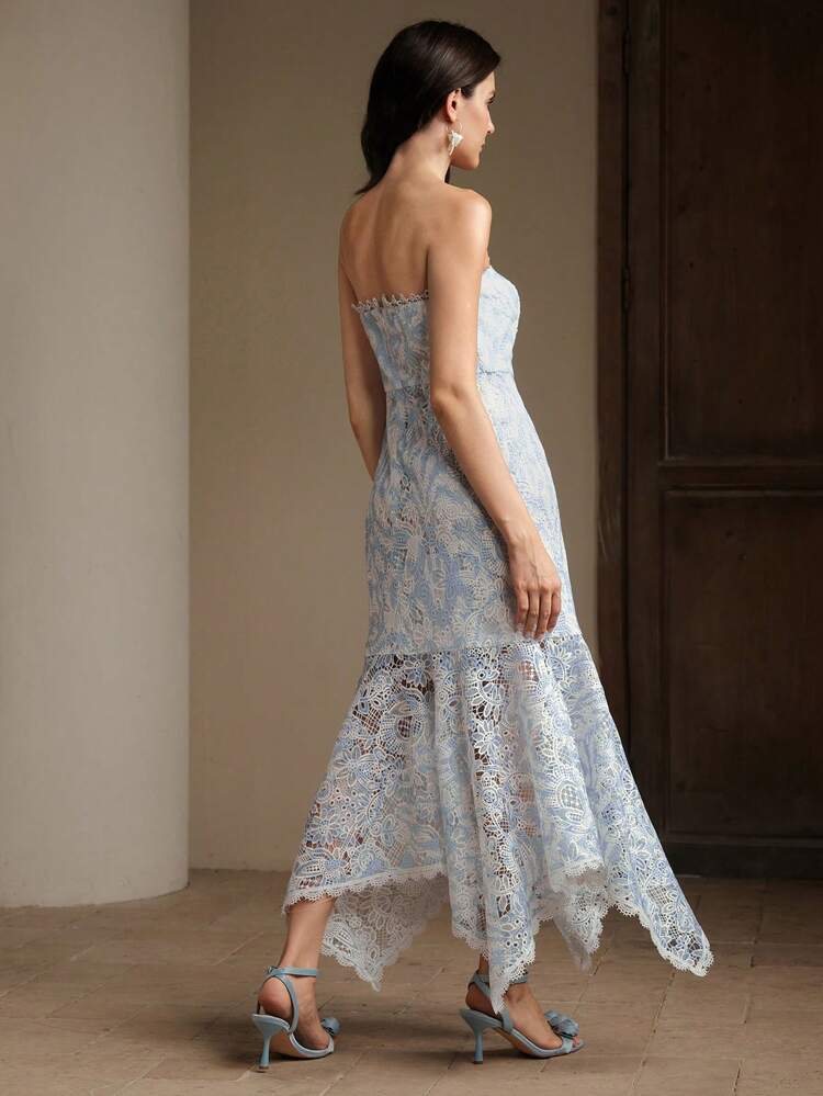 Women Sleeveless V-Neck Elastic Waist Ruffle Hem Mid-Length Dress, Suitable For Summer, Festival, Holiday, Vacation, Elegant, Casual, Beach