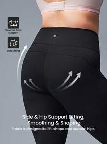 LUVLETTE Damen Leggings in Große Größen, knöchellang, einfarbig, Lässig, Sporthose, schwarz, Activewear Gym Leggings