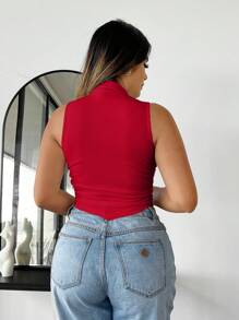 SHEIN SXY Women's Asymmetrical Hem Tank Top For Summer - Red - View 2