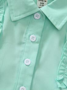 Baby Girls' Lace Ruffle Cap Sleeve Blouse, Summer Baby Shirts For Girls Baby Girl Summer Shirts Shirts For Girls Baby Girls Shirts Tops For Baby Girl - Mint Green - View 6