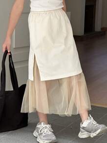 DAZY 女童双层网眼裙，秋季，返校服装