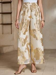 DAZY 优雅宽松女士夏季长裤 - 金色 - 查看 3