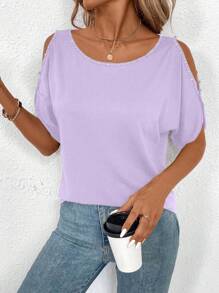 EMERY ROSE 女式露肩短袖T恤，夏季