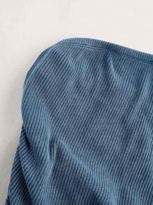 Solflare Top tubo casual sin tirantes con estampado para mujer talla grande, primavera/verano - Azul - Ver 8