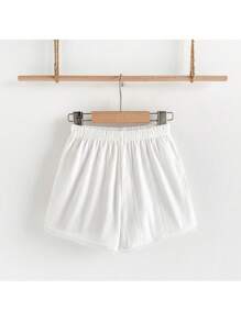 Loomiva 少女蕾丝边针织短裤，休闲外出及度假，春夏季 - 白色 - 查看 1