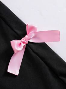 2pcs/Set Girls Street Sport Team T-Shirt + Bow-Decor Rib-Knit Pants, Sport Outfit - White - View 4