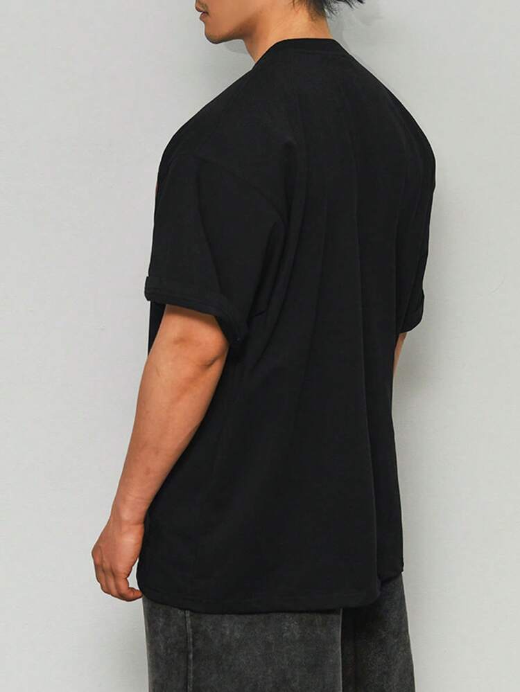 Men's Black Graphic Letter Print Sports T-Shirt, Summer Vacation Top For Hawaii