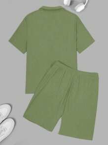 RueChic 男士特殊面料常规衬衫和短裤套装