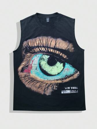 Street Life Men's Fashionable Eye Print Tank Top, Summer