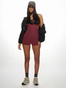 MISSGUIDED Athletic Performance Unitard Workout Exercise Jumpsuits Romper Dance Fitness Training Sport Bodysuit For Yoga Dance Practice - Burgundy - View 4