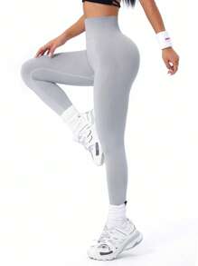 Easithlete 女士纯色高腰高弹无缝瑜伽紧身裤