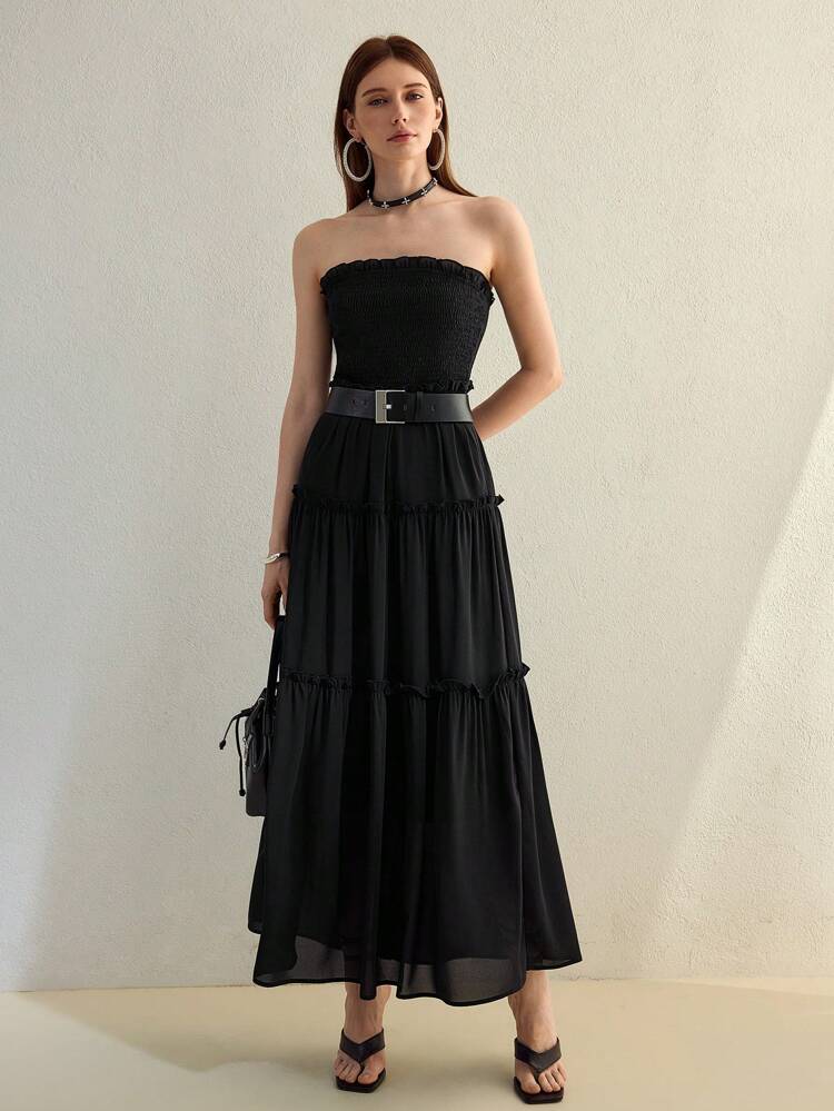 MOTF STUDIO VESTIDO TUBULAR COM BABADO FRANZIDO