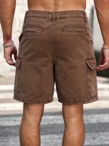 Manfinity Homme 男士纯色休闲牛仔短裤，适合夏季