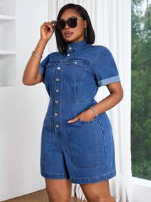 SHEIN SXY 女士夏季服装加大码连衣裙 - 藍色 - 查看 6