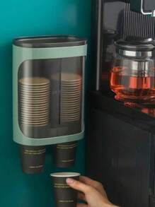 SHEIN 自动杯架壁挂式纸杯架，适用于饮水机，创新型一次性杯子收纳器，无需钻孔，家居用品 - 彩色 - 查看 2