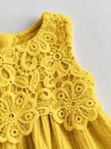 Loomiva Vestido sin mangas con volantes y cintura de unicolor para recién nacida - Amarillo - Ver 7