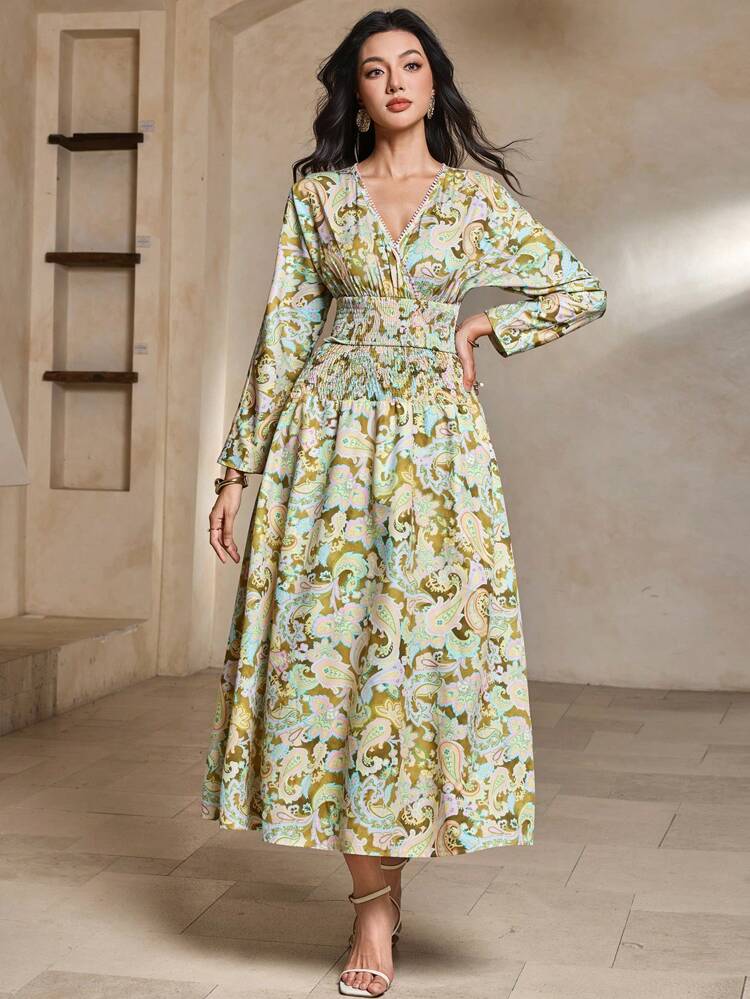 Women's Summer Elegant Floral V-Neck Cropped Shirt And Skirt 2 Pieces Set