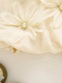 2 pezzi Set estivo da ragazza con canotta a balze con decorazione floreale a 5 stelle e pantaloncini, completo casual e carino - Albicocca - Visualizzare 6