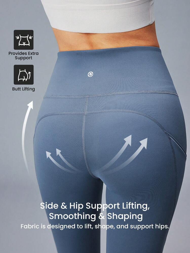 Pantalones básicos de mujer de unicolor, elegantes y de longitud hasta el tobillo para deportes, leggings azules activos para gimnasio