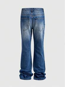 ROMWE MEN Street Life Quần Jeans Denim Nhiều Túi Trang Trí Đá Rhinestone Màu Sắc Cho Nam Thường Ngày Đa Năng - Màu xanh lam - Xem 9