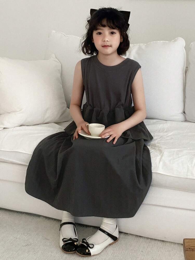 Tween Girl Sleeveless Crew Neck Dress For Summer, Back To School Clothes