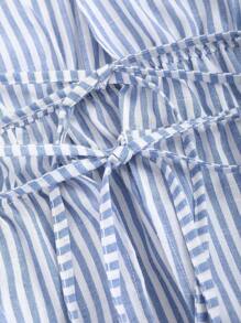 Gestreiftes Bluse mit Gürtel in Große Größen für Damen - Blau - Übersicht 5