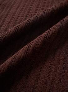 Chiquease Women's Elegant Summer Vacation Plunging Neck Hollow Out Knit Blouse - Coffee Brown - View 7