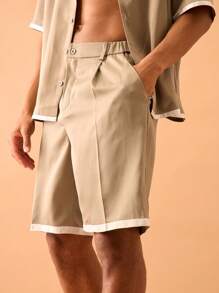 Musero Quần short phối satin tương phản, chi tiết xếp ly, chỉ dành cho mùa hè, phong cách đường phố, kỳ nghỉ, thanh lịch. - Màu Xám nhạt - Xem 5