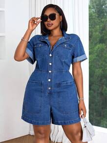 SHEIN SXY 女士夏季服装加大码连衣裙 - 藍色 - 查看 4