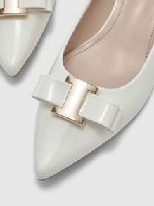 CUCCOO BIZCHIC Black Basic Commute Office Chunky Heel Pumps For Women - White - View 7