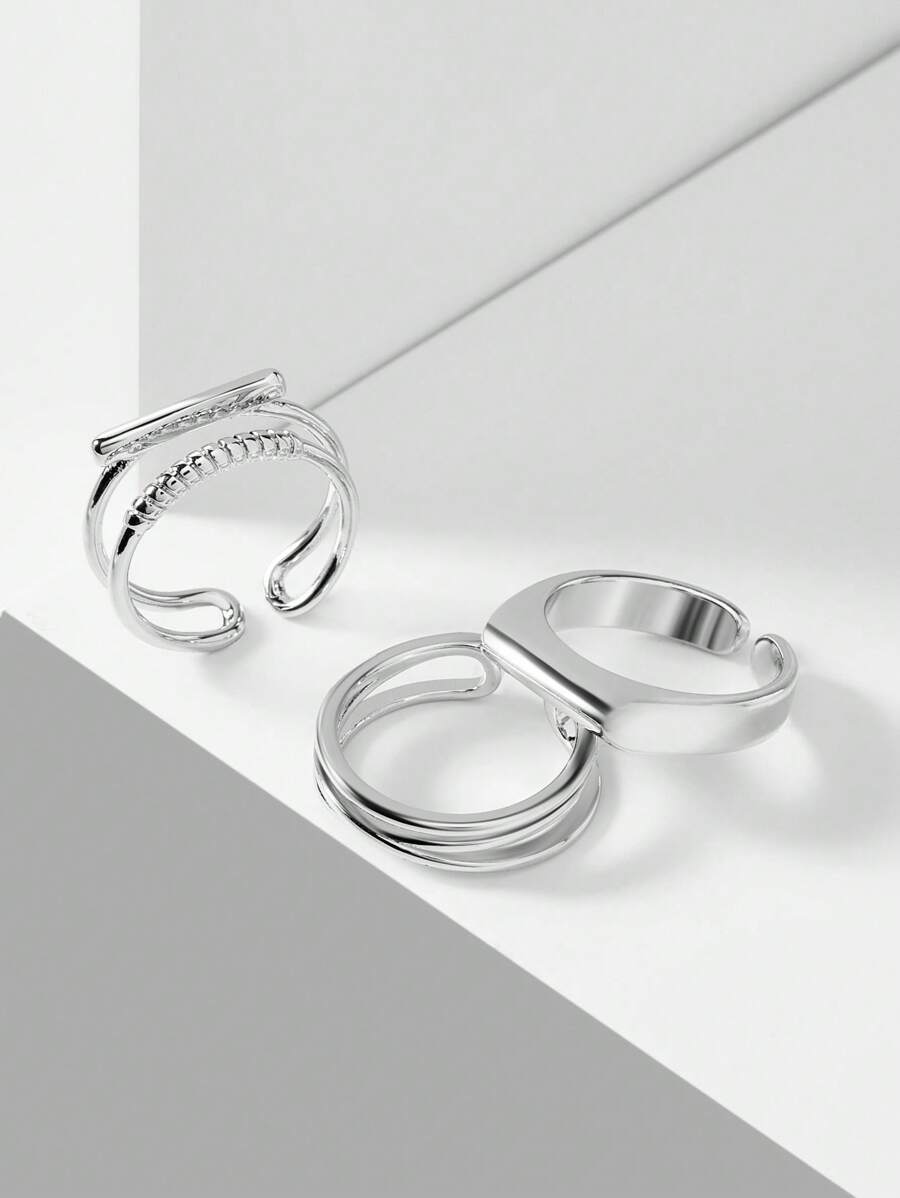 MOTF PREMIUM 3 PIEZAS ANILLO ABIERTO DIARIO - Plateado - Ver 1