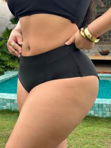 Swim Lushoire Plus Size Solid Color High Waist Swimsuit Bottom
