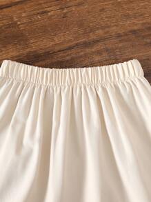 2 pièces Ensemble Top à col contrasté et jupe pour bébé fille, style casual preppy mignon, convient pour l'été, les vacances et les voyages - Multicolore - Voir 5