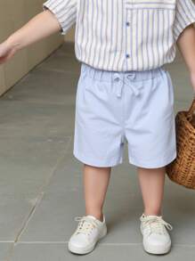 4pcs/Set Baby Boy Casual Muted Color Elastic Waist Drawstring Shorts For Summer Everyday Wear Clothes Summer - Multicolor - View 7