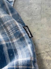 AXEPEAK Men's Plaid Loose Casual Woven Short Sleeve Blue Shirt, Streetwear Inspired, Emo - Multicolor - View 6