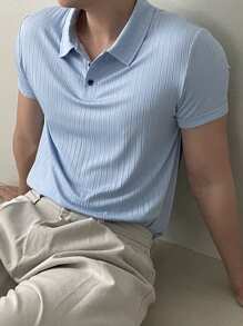 DAZY Camisa polo texturizada azul para hombre, de verano