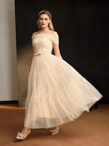 MOTF Soiréza GATHERED RUFFLE HEM EVENING DRESS - Apricot - View 7