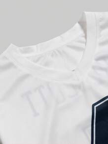 Manfinity Sport Corelite Áo thun thể thao bóng rổ cổ chữ V màu tương phản dành cho nam Quần áo tập luyện Áo thun chạy bộ & Áo ba lỗ - trắng - Xem 3