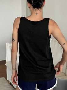 DAZY Camiseta de tirantes ligera con estampado de letras para mujer para dormir