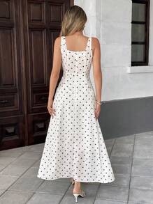 Pariaura 经典波尔卡圆点长裙，优雅百搭，适合学校、生日、婚礼等所有场合 - 白色 - 查看 2