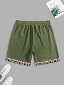 Manfinity RSRT Men's Drawstring Waist Sun Print Pockets Casual Loose Shorts - Multicolor - View 3