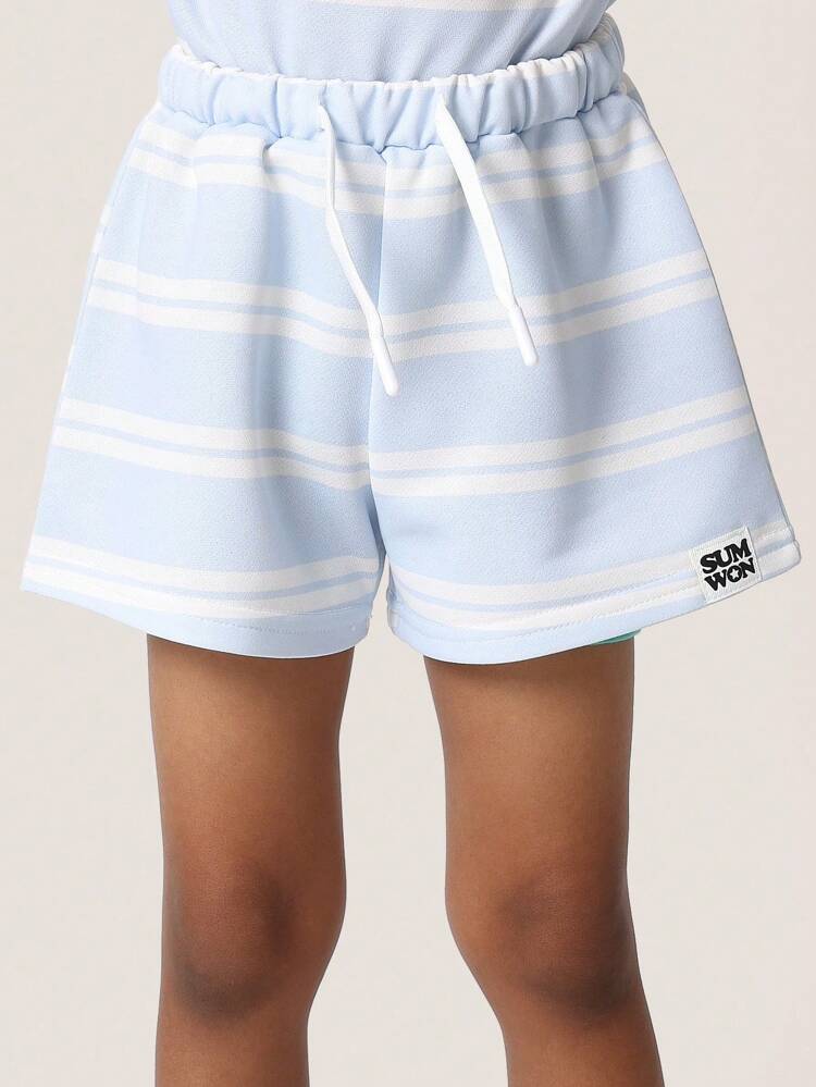 Ensemble coordonné rayé à manches courtes