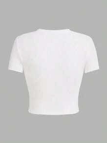 SHEIN GraphicGems T-shirt court ajusté mode pour adolescentes, adapté pour l'été