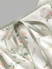 SHEIN CURVE+ 加大码/情人节/大码女式花卉撞色滚边春夏浪漫度假中长连衣裙，度假连衣裙，结婚纪念日 - 彩色 - 查看 3