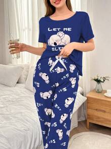 2件套可爱考拉印花短袖睡衣套装 - 彩色 - 查看 6