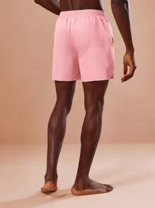 SUMWON Regular Fit Quick Drying Beach Shorts Swimming Trunks With Side Slits Perfect For Summer Pool Beach Athletic Sports - Pink - View 5