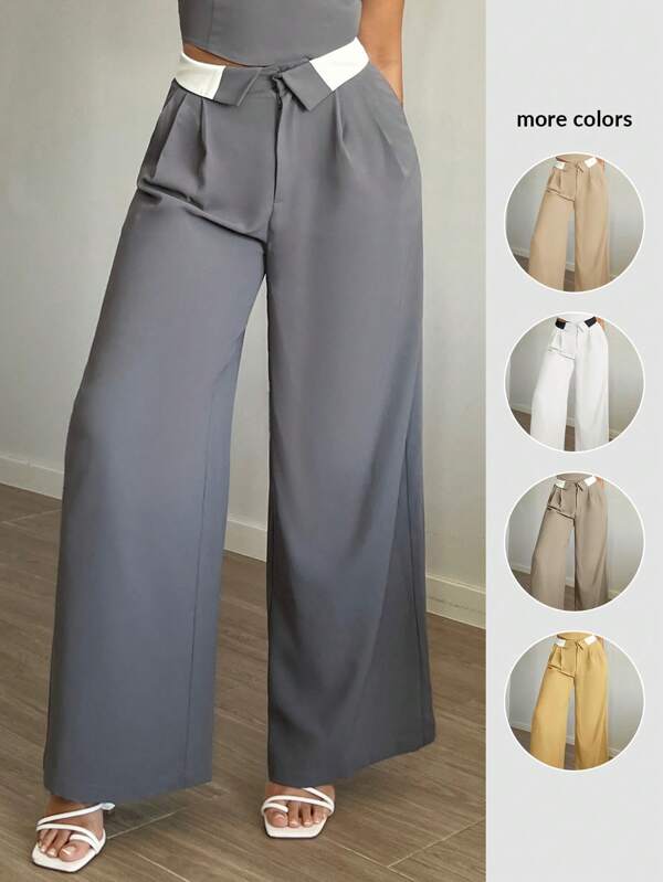 SHEIN SXY Flipped Waist Suit Pants