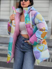 SHEIN Cottnline معطف كاجوال مطبوع بالكامل مقاوم للماء - متعدد الألوان - مشاهدة 4